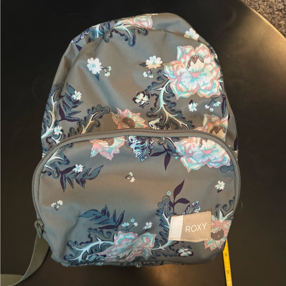 Roxy Gray Floral Backpack with Botanical Print